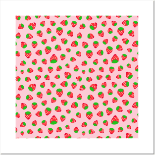 Red Strawberry Pattern Posters and Art